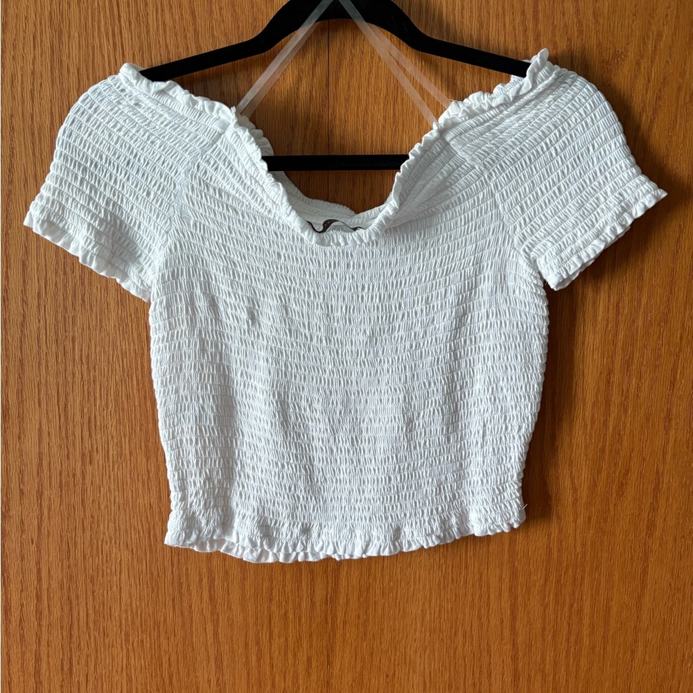 Active USA White Scrunched Top